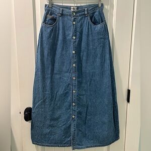 Calvin Klein Denim Button Down Maxi Skirt Size 10 Vintage